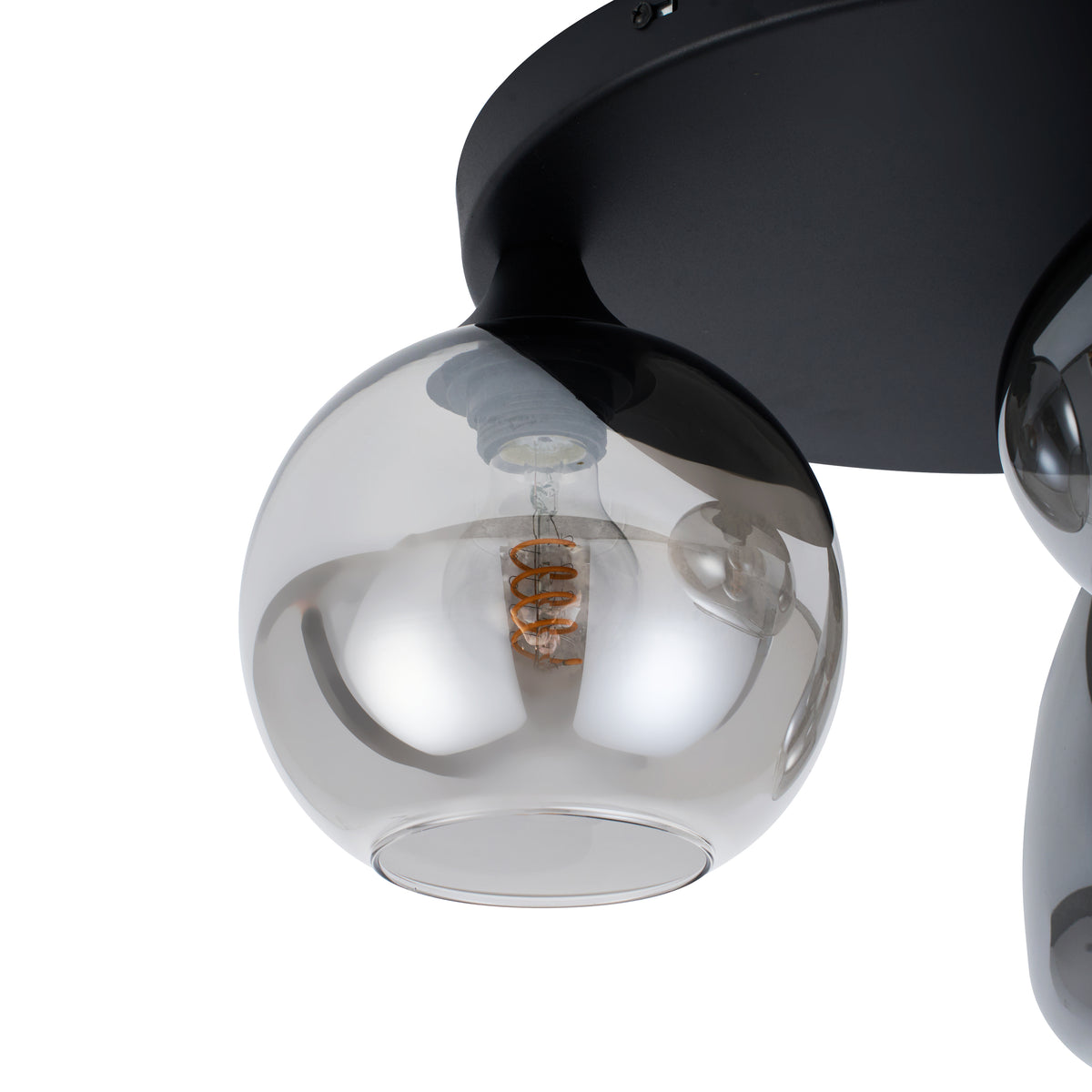 Plafondlamp Smokeglas 3-Lichts – Zwart met E27 Fittingen