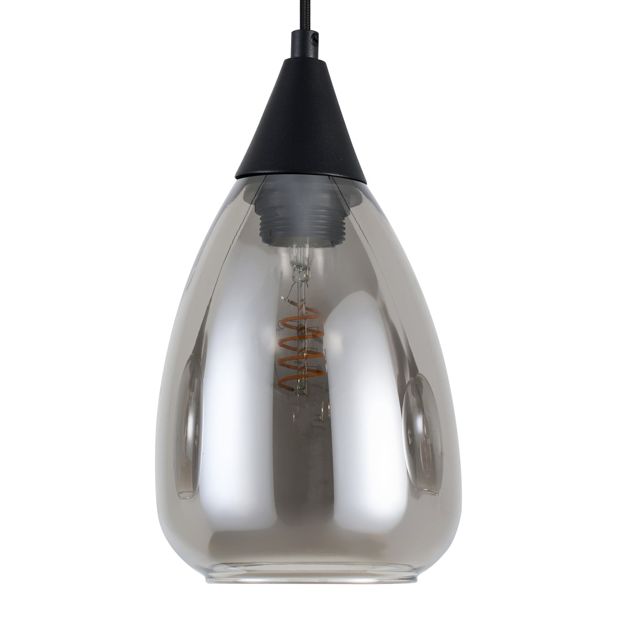 Hanglamp langwerpig Smokeglas 3-Lichts – Zwart met E27 Fittingen