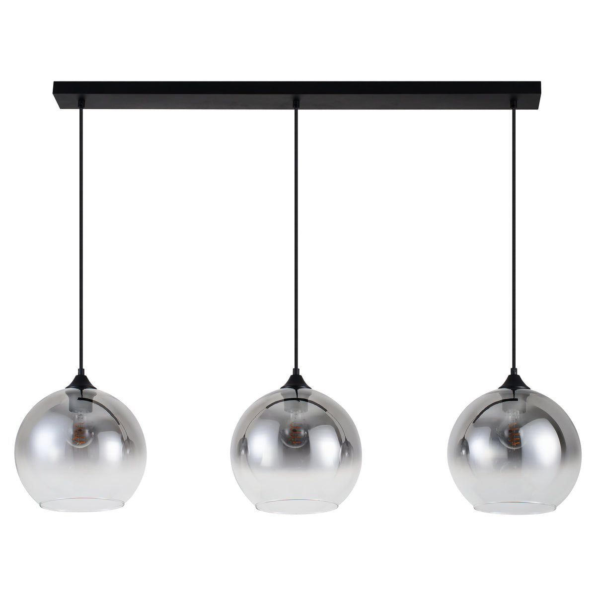 Hanglamp Zwart met Fade Glas – 3-Lichts Langwerpig