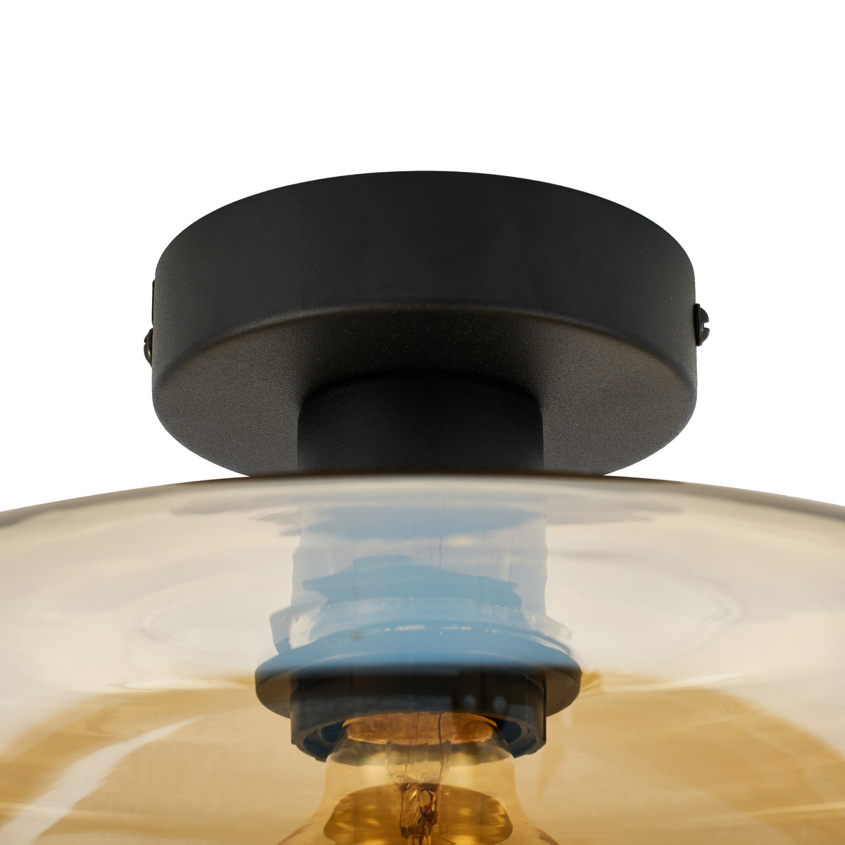 Plafondlamp Amber Glas – Modern Design met Zwarte Fitting