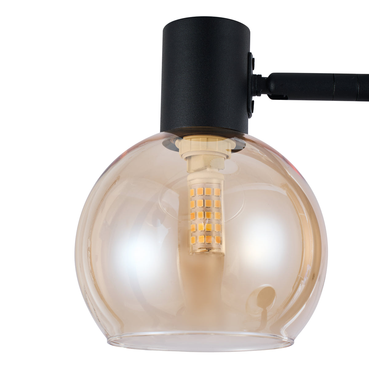 Vloerlamp Fleur- Zwart met Amber glas- 3 lichts
