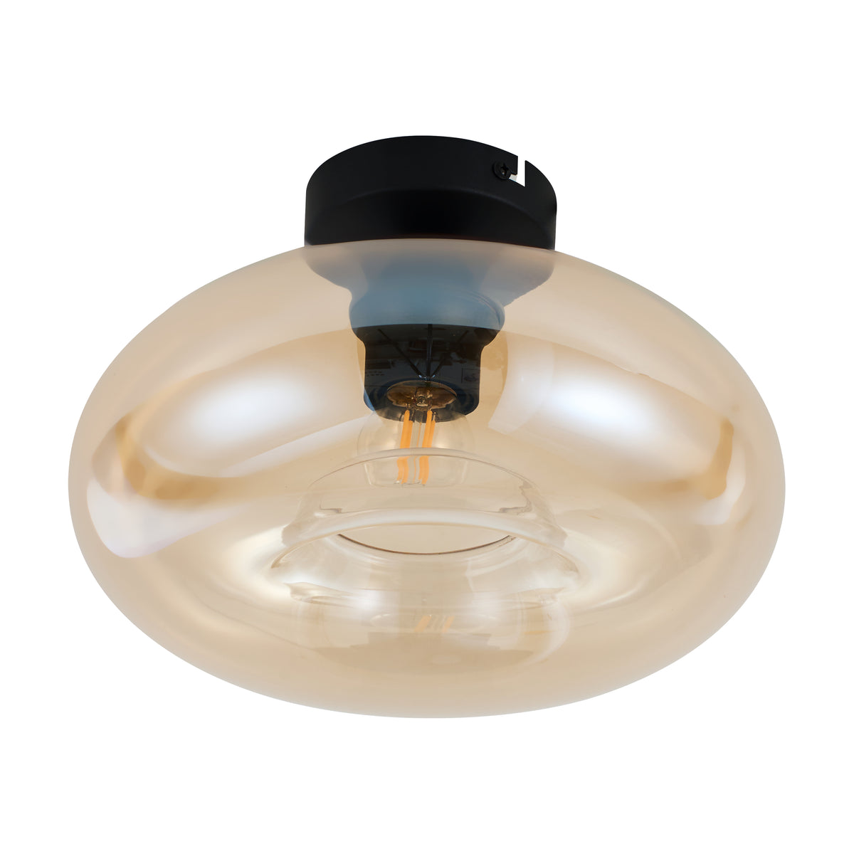 Design Plafondlamp Art Deco Zwart amber