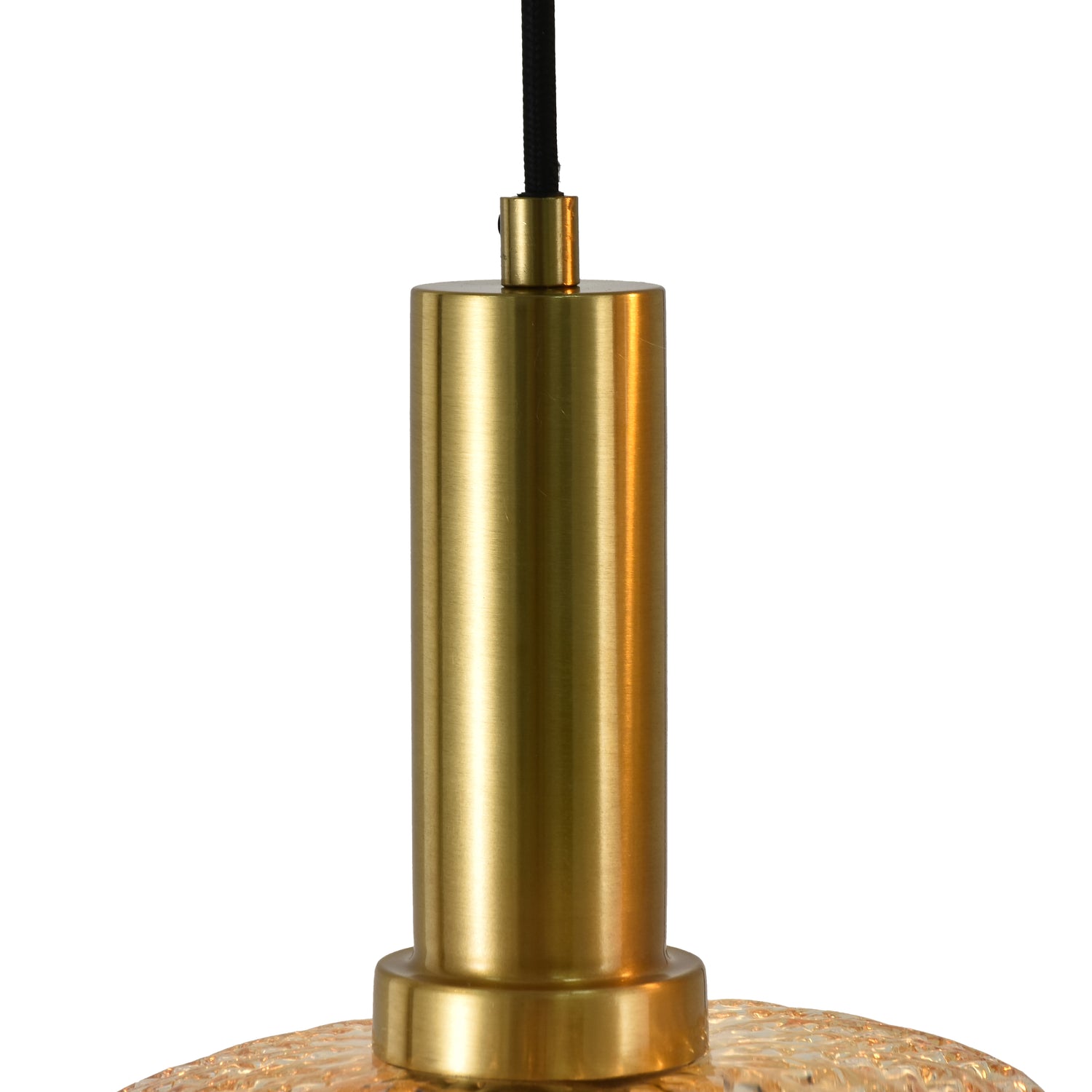 Hanglamp Zwart met Messing en Amber Glas – 3-Lichts - Liva