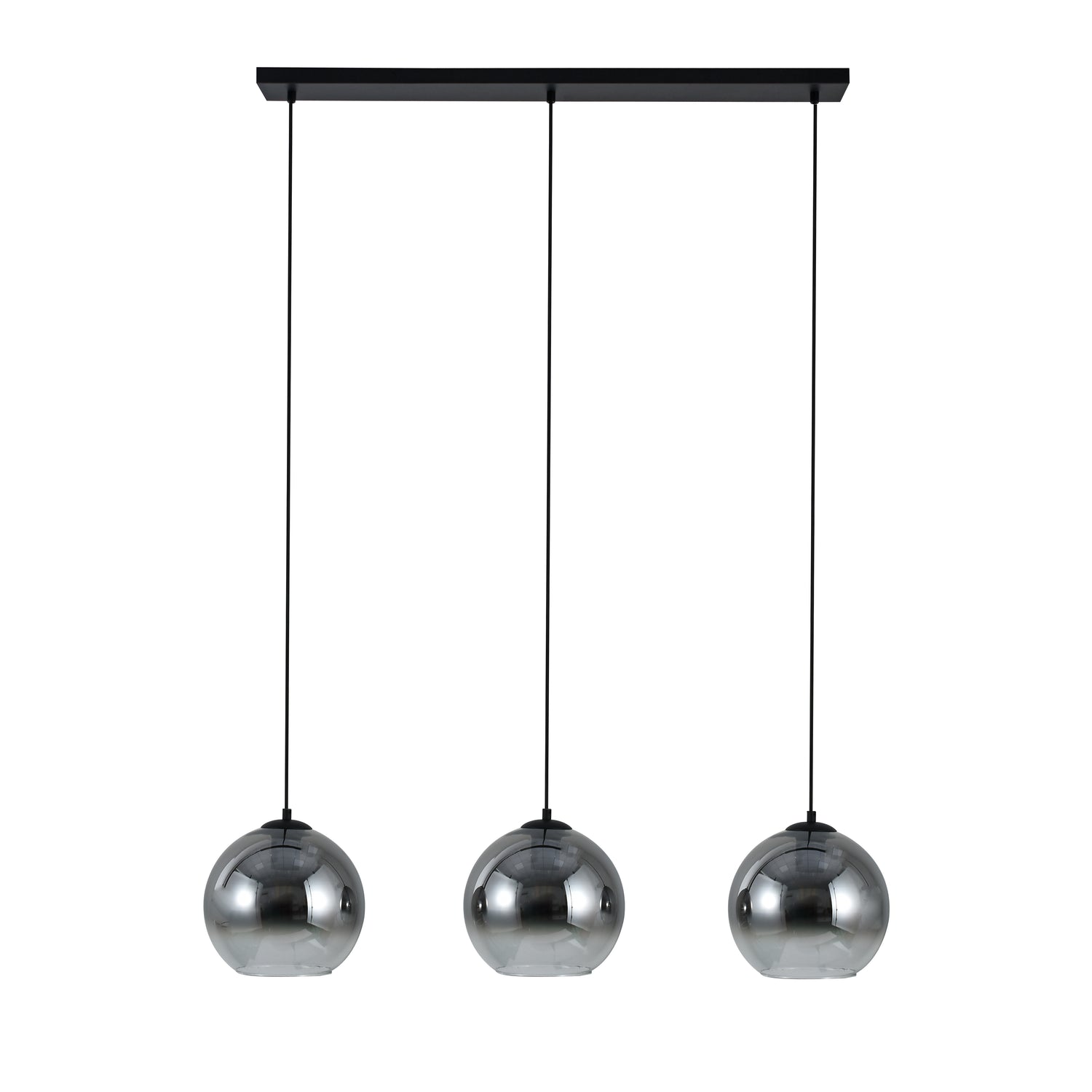 Hanglamp Zwart met Fade Glas – 3-Lichts Langwerpig | Monari