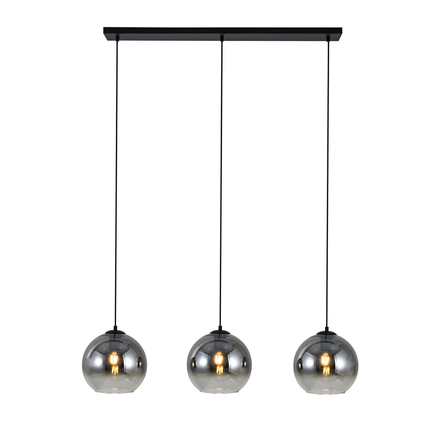 Hanglamp Zwart met Fade Glas – 3-Lichts Langwerpig | Monari