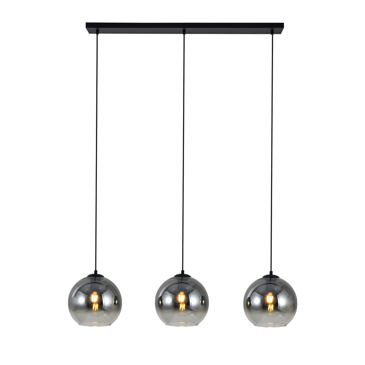 Hanglamp Zwart met Fade Glas – 3-Lichts Langwerpig | Monari