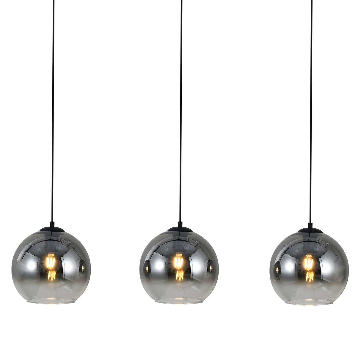 Hanglamp Zwart met Fade Glas – 3-Lichts Langwerpig | Monari