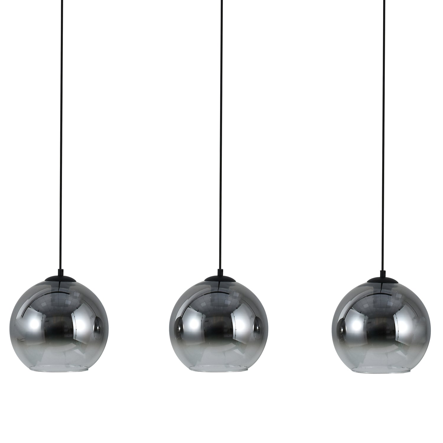 Hanglamp Zwart met Fade Glas – 3-Lichts Langwerpig | Monari