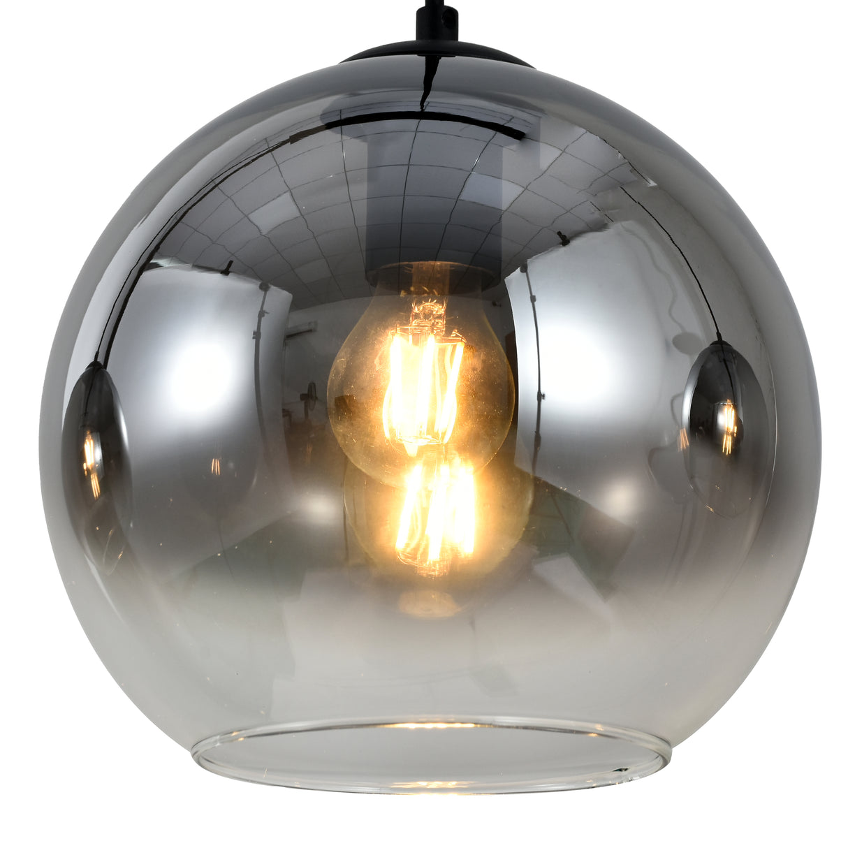 Hanglamp Zwart met Fade Glas – 3-Lichts Langwerpig | Monari