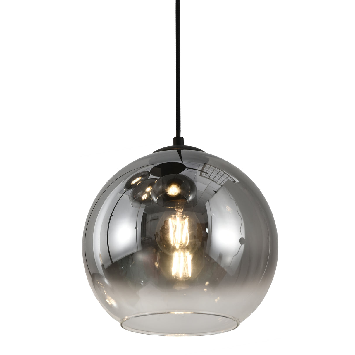 Hanglamp Marie- Zwart met fade glas - 5 lichtpunten - Rond