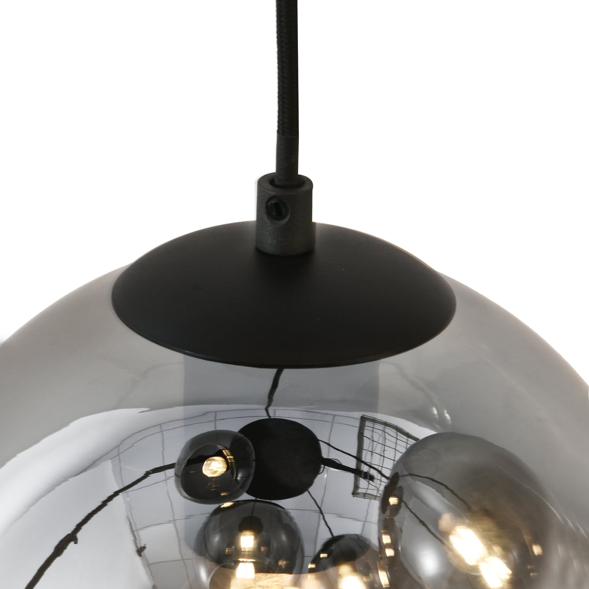 Hanglamp Marie- Zwart met fade glas - 5 lichtpunten - Rond - Eetkamer - Hal - Woonkamer