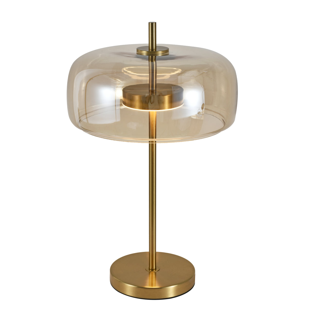 Tafellamp Lune - Messing met Amber glas - Geïntegreerde lichtbron