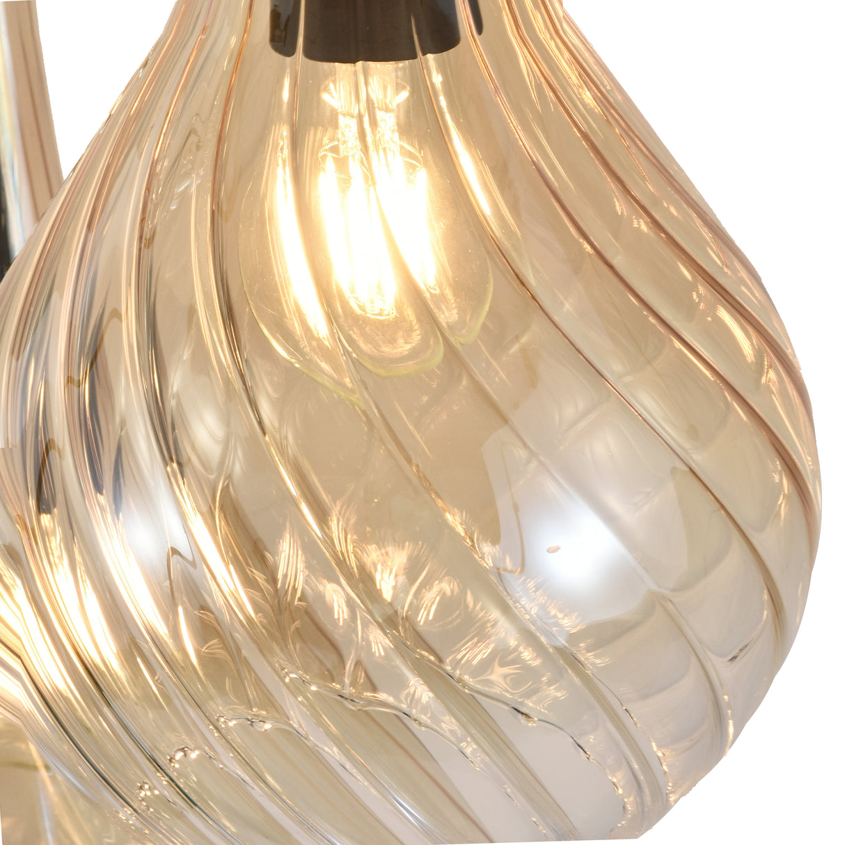 Hanglamp Zwart - Amber Glas – 3-Lichts - Joyce