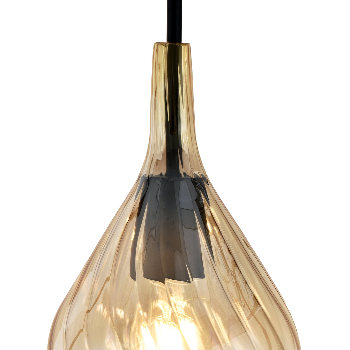 Hanglamp Zwart - Amber Glas – 3-Lichts - Joyce