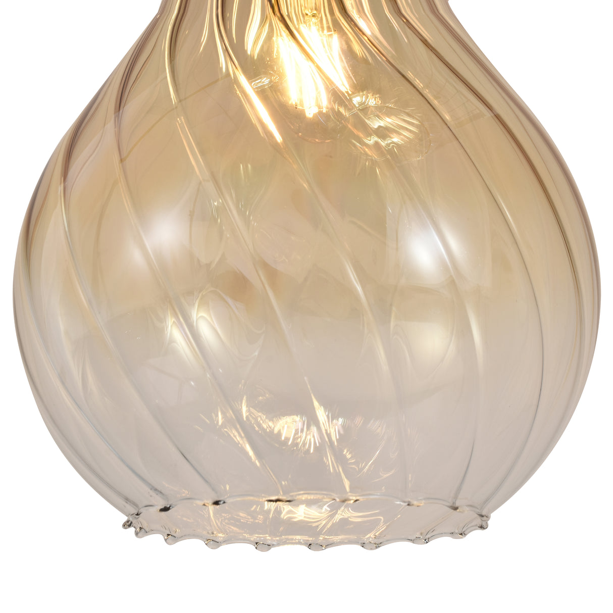 Hanglamp Zwart - Amber Glas – 3-Lichts - Joyce