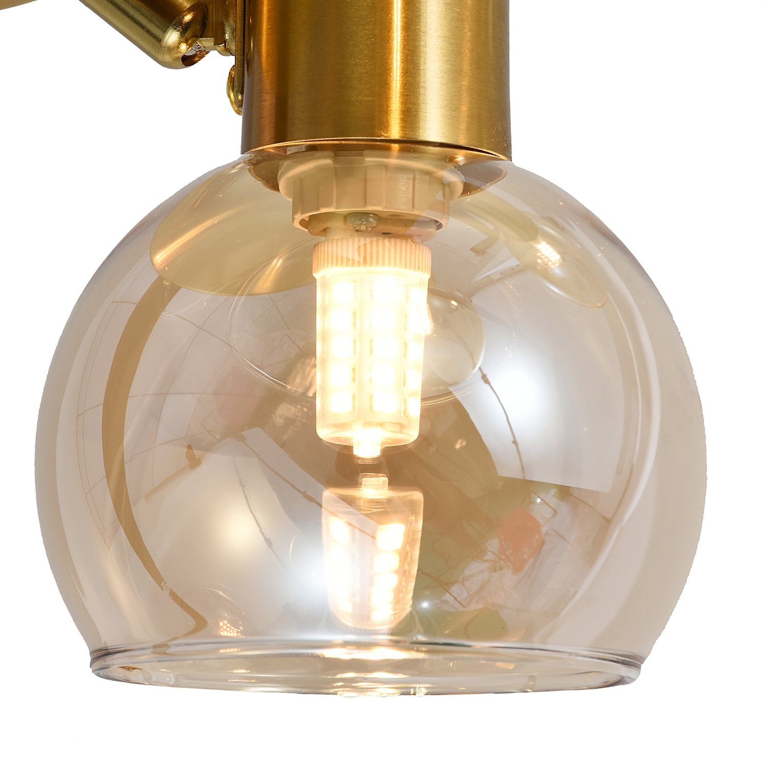 Plafondlamp Goud - 3 Amber Glasbollen - Nora