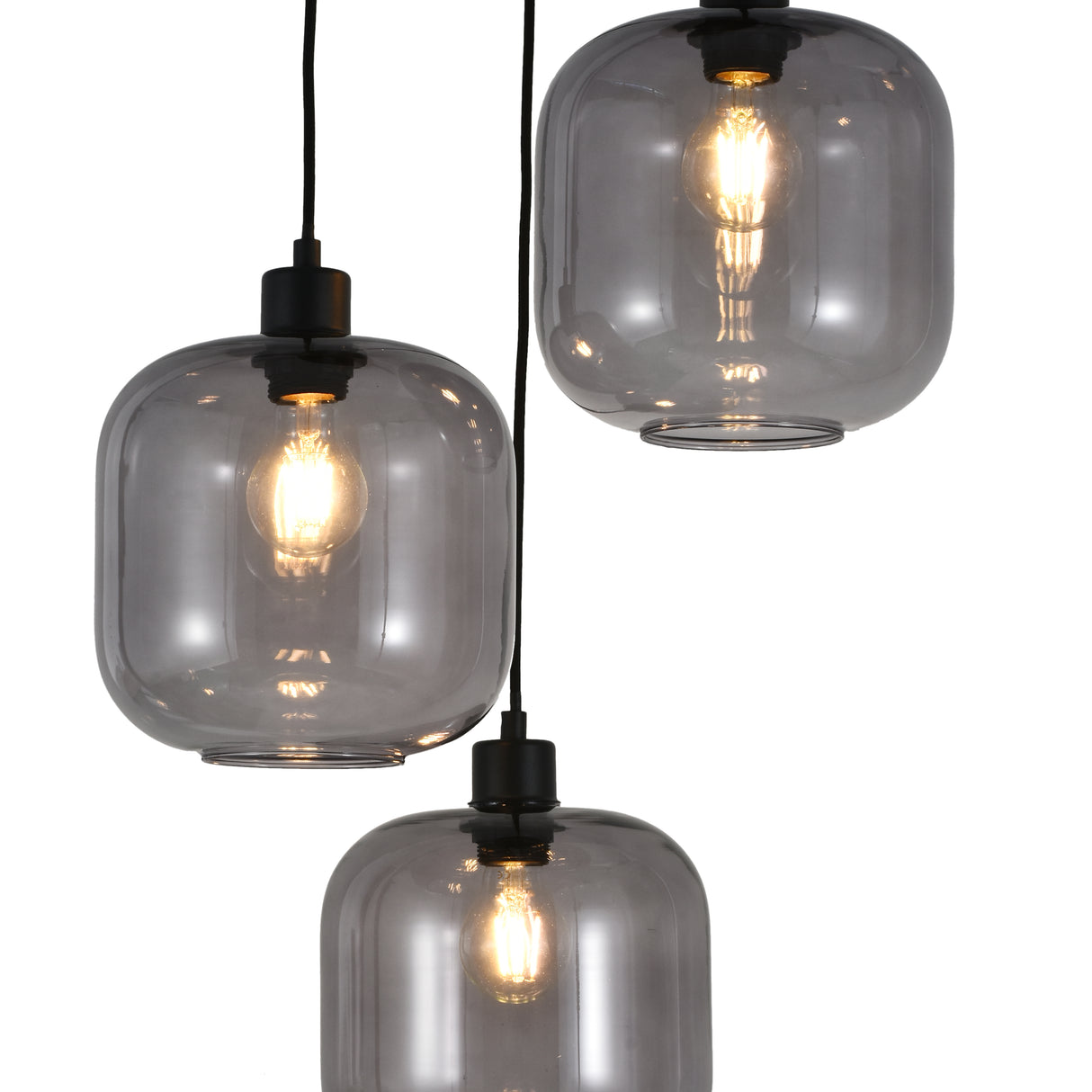 Hanglamp Remco – 3-Lichts - Smoke Glasbollen