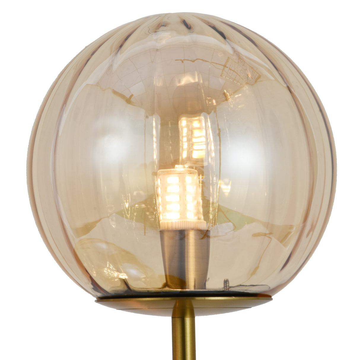 Tafellamp Linda - Messing met Amber glas - 2 lichts