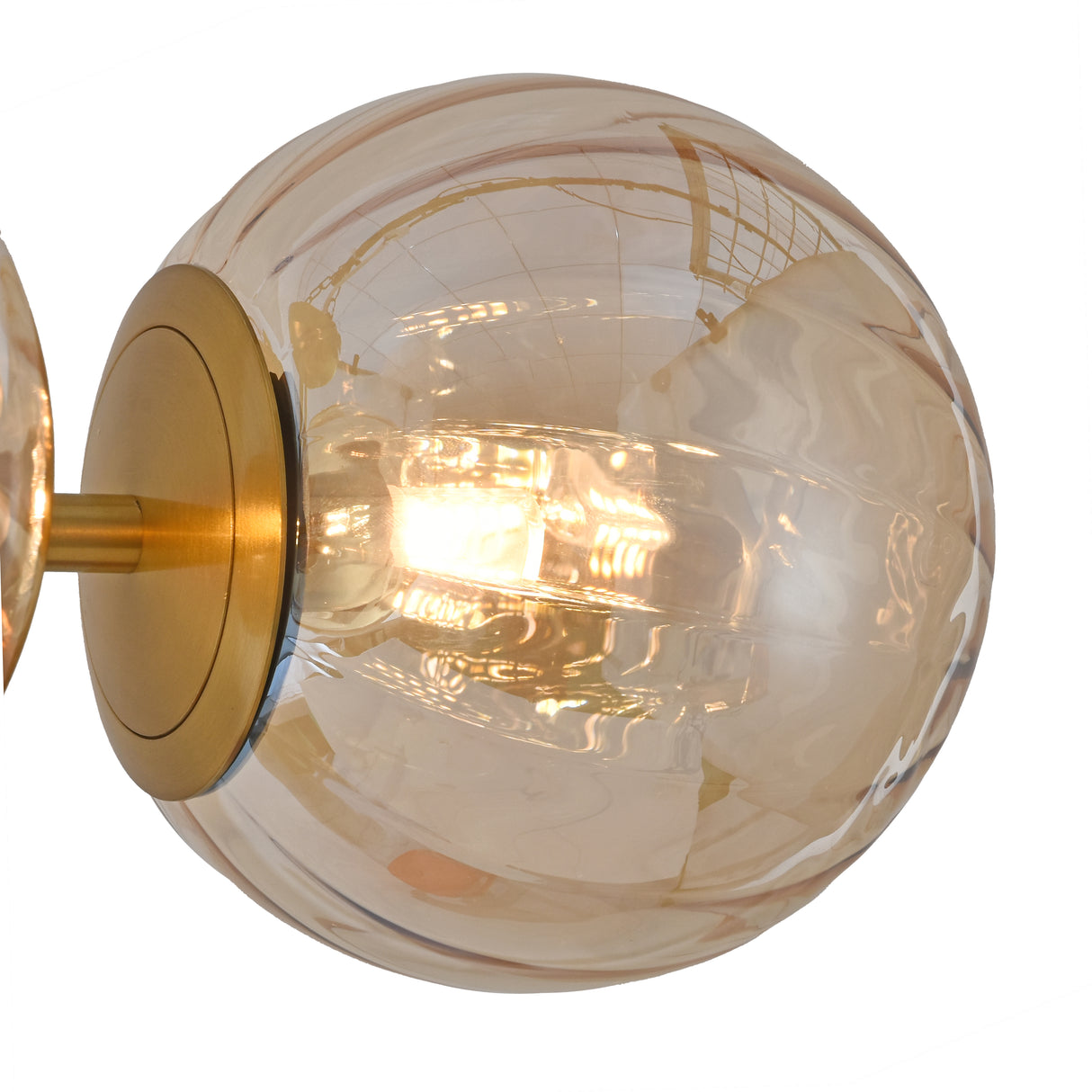 Plafondlamp Goud - 4 Amber Glasbollen - Joy