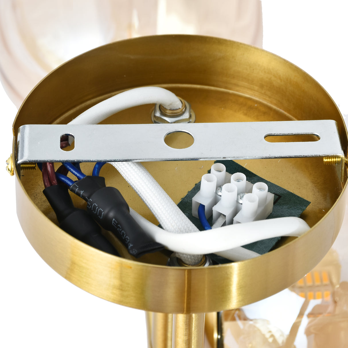 Plafondlamp Goud - 4 Amber Glasbollen - Joy