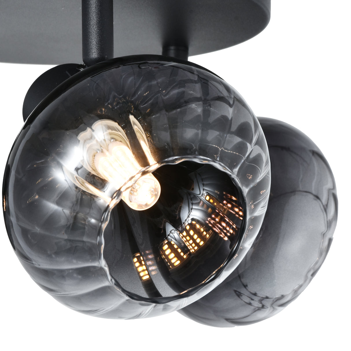 Plafondlamp Zwart - 3 smoke Glasbollen - Yaro