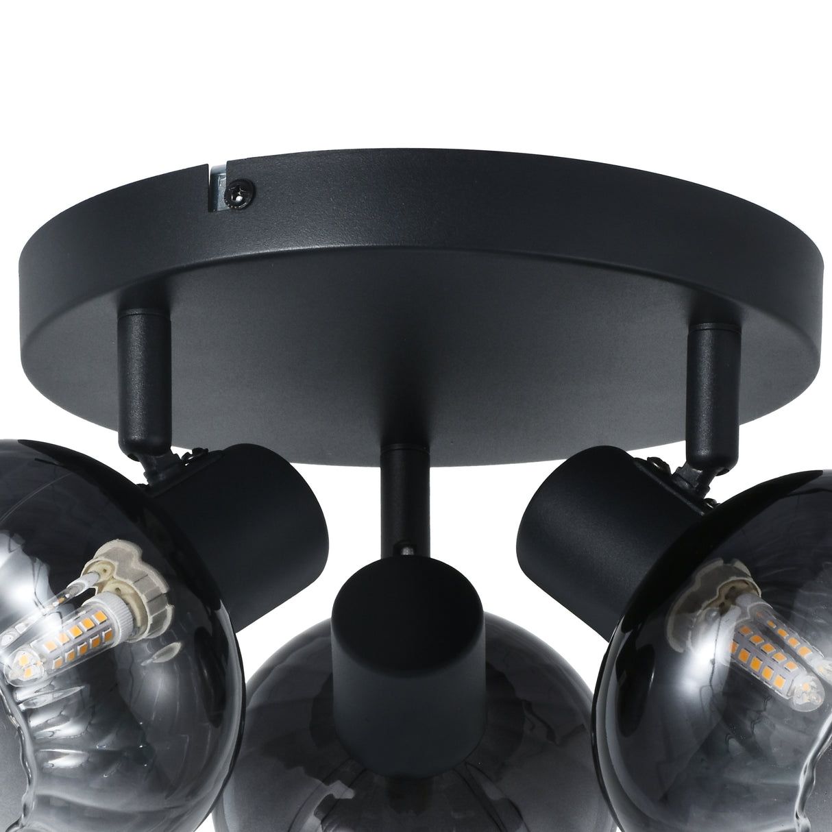 Plafondlamp Zwart - 3 smoke Glasbollen - Yaro