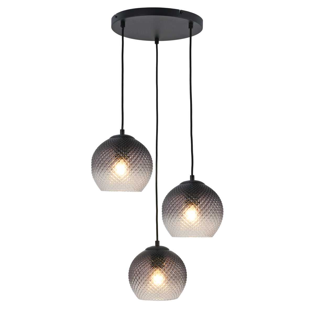 Hanglamp Lisa – 3-Lichts - Ribbel Fade Glas