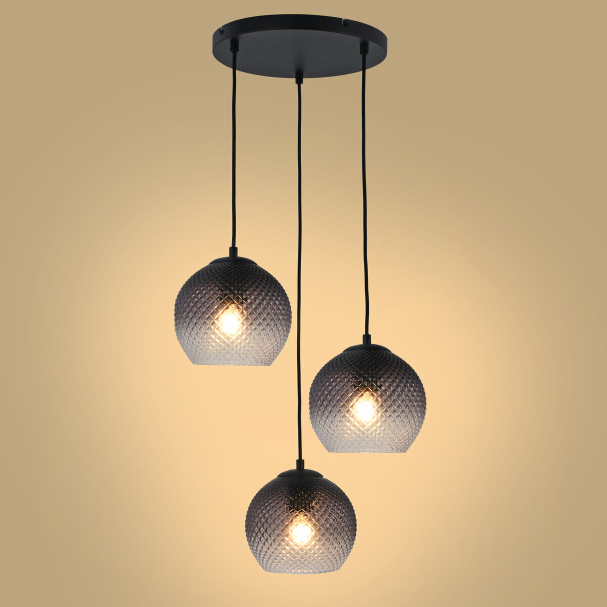 Hanglamp Lisa – 3-Lichts - Ribbel Fade Glas