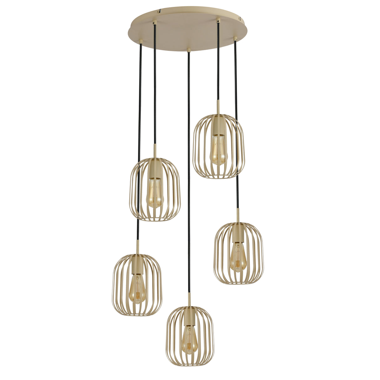 Hanglamp - Beige - 5 Lichts - Woonkamer - Eetkamer - Nova