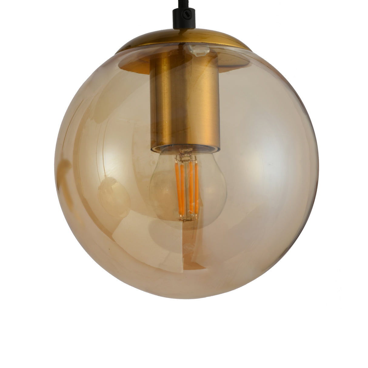 Hanglamp zwart met amberglas ovaal 6-lichts - Sterre