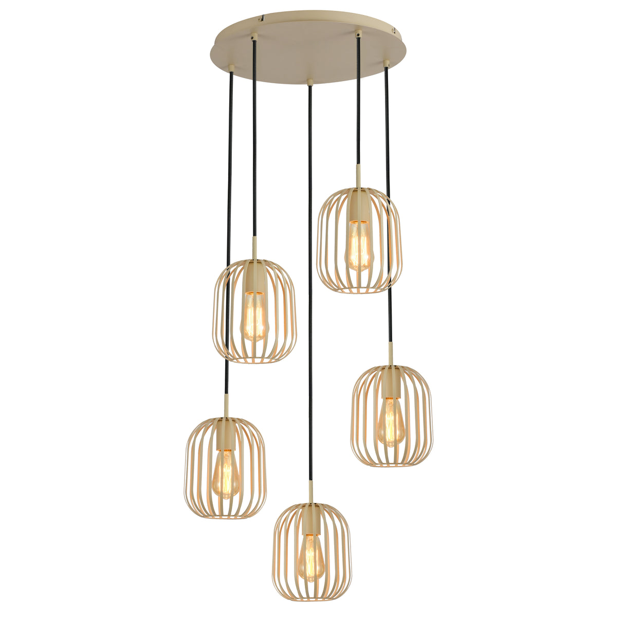 Hanglamp - Beige - 5 Lichts - Woonkamer - Eetkamer - Nova