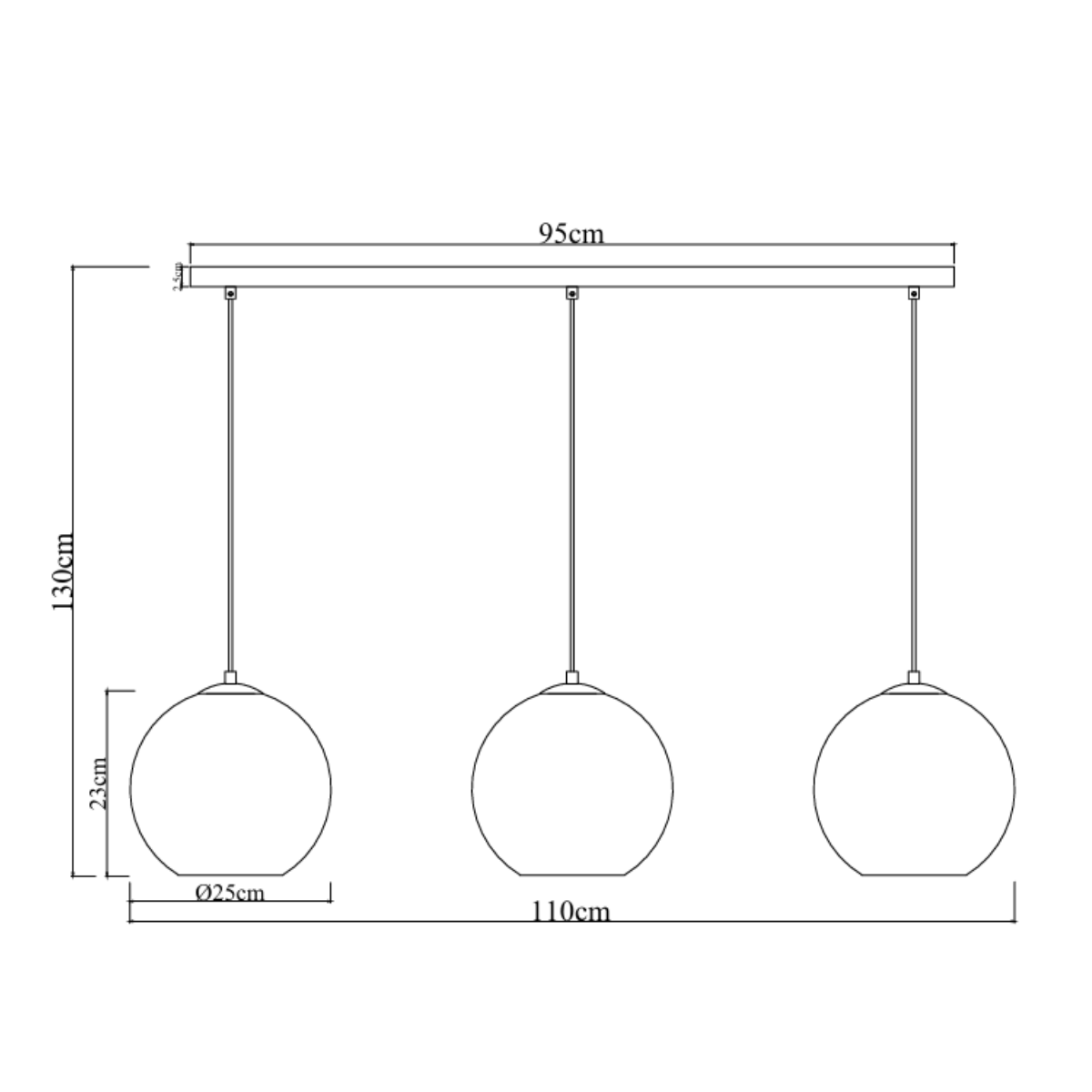 Hanglamp Zwart met Fade Glas – 3-Lichts Langwerpig | Monari
