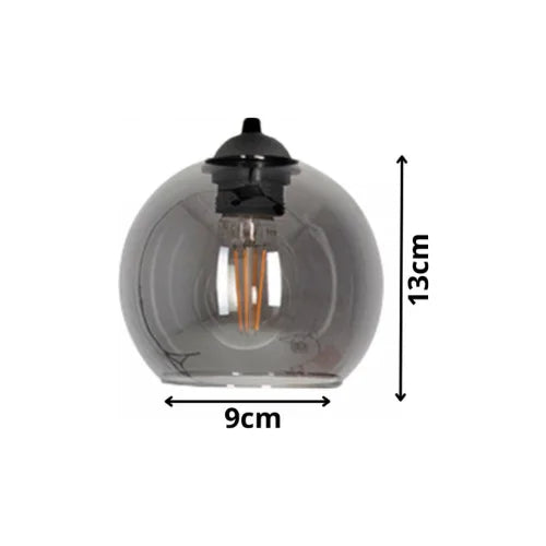 Industriële hanglamp met zwart frame en smoke glas kappen