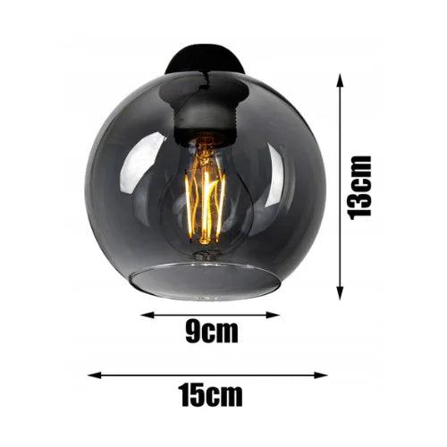 Tafellamp industrieel zwart glas met smoke effect