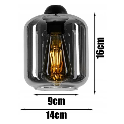 wandlamp industrieel zwart met smoke glas voor moderne ruimtes