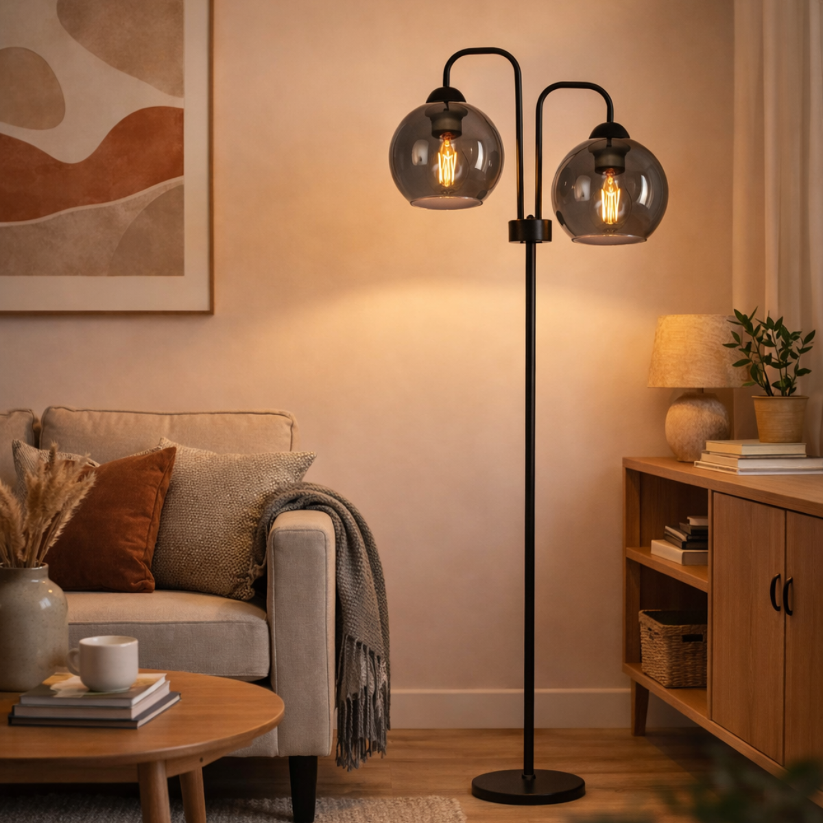 Vloerlamp Industrieel 2-lamps ‘Smoke’