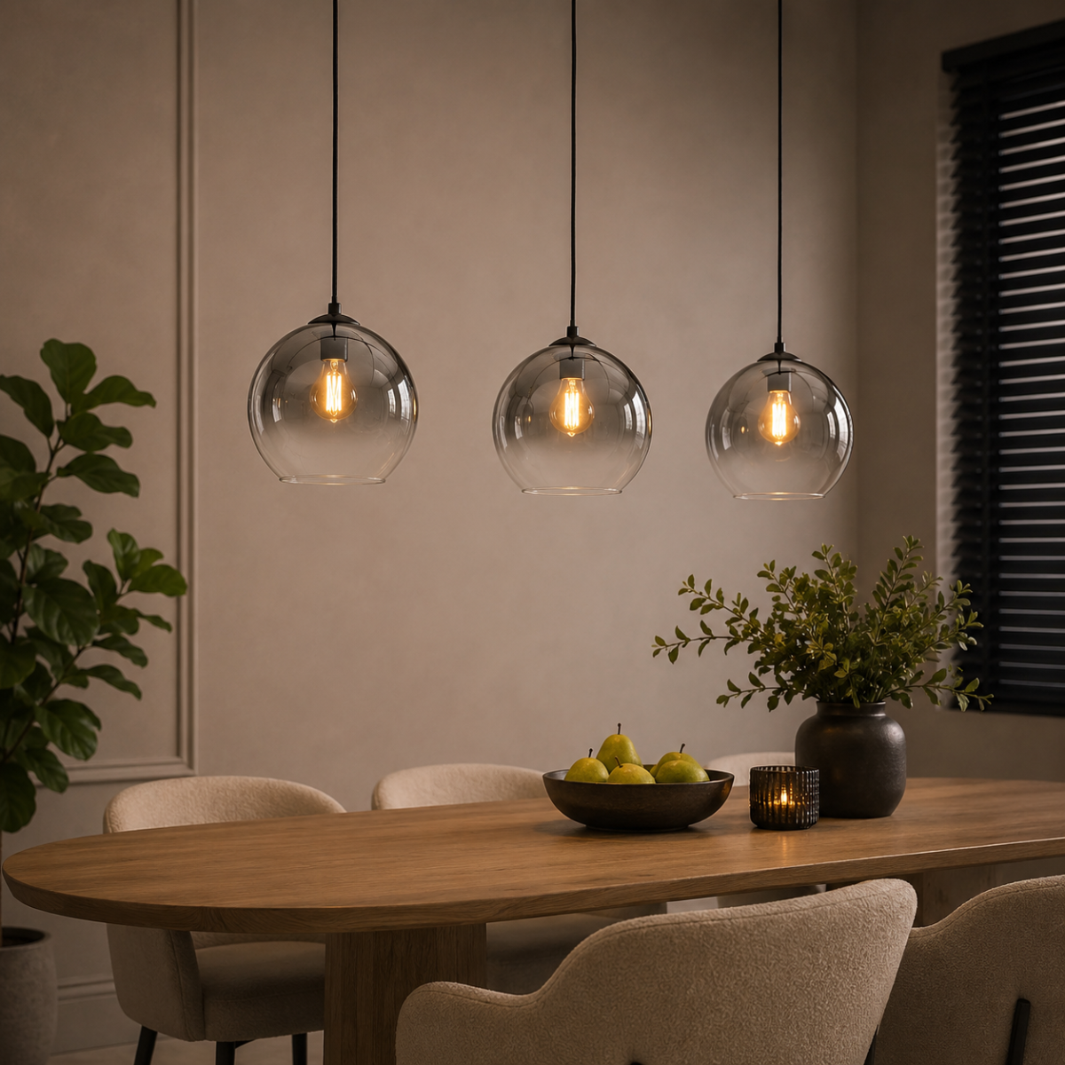 Hanglamp Zwart met Fade Glas – 3-Lichts Langwerpig | Monari