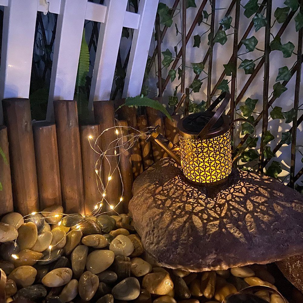 Solar LED Tuinlamp – Gieterdesign, Koperkleur, IP44, 3000K Warm Wit