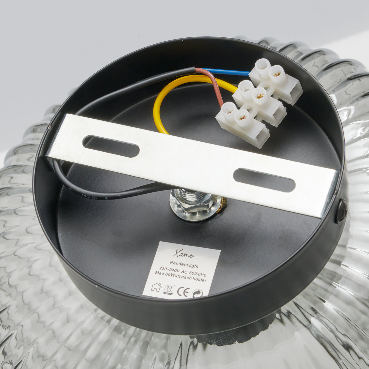 Ronde Plafondlamp amber Glas - messing