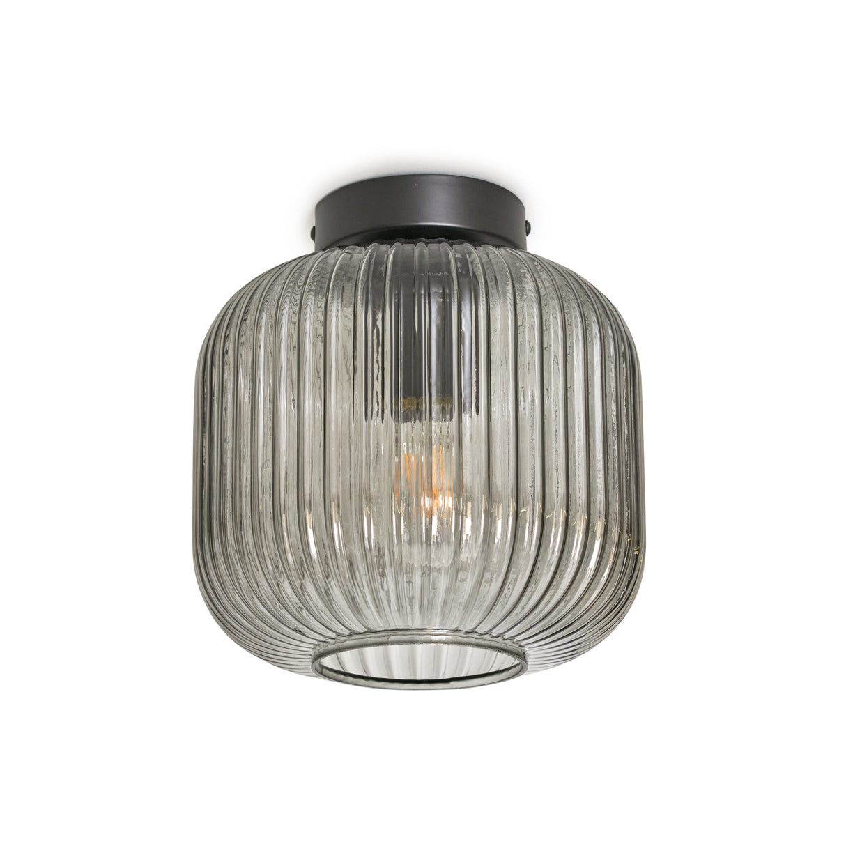 Ronde Plafondlamp amber Glas - messing