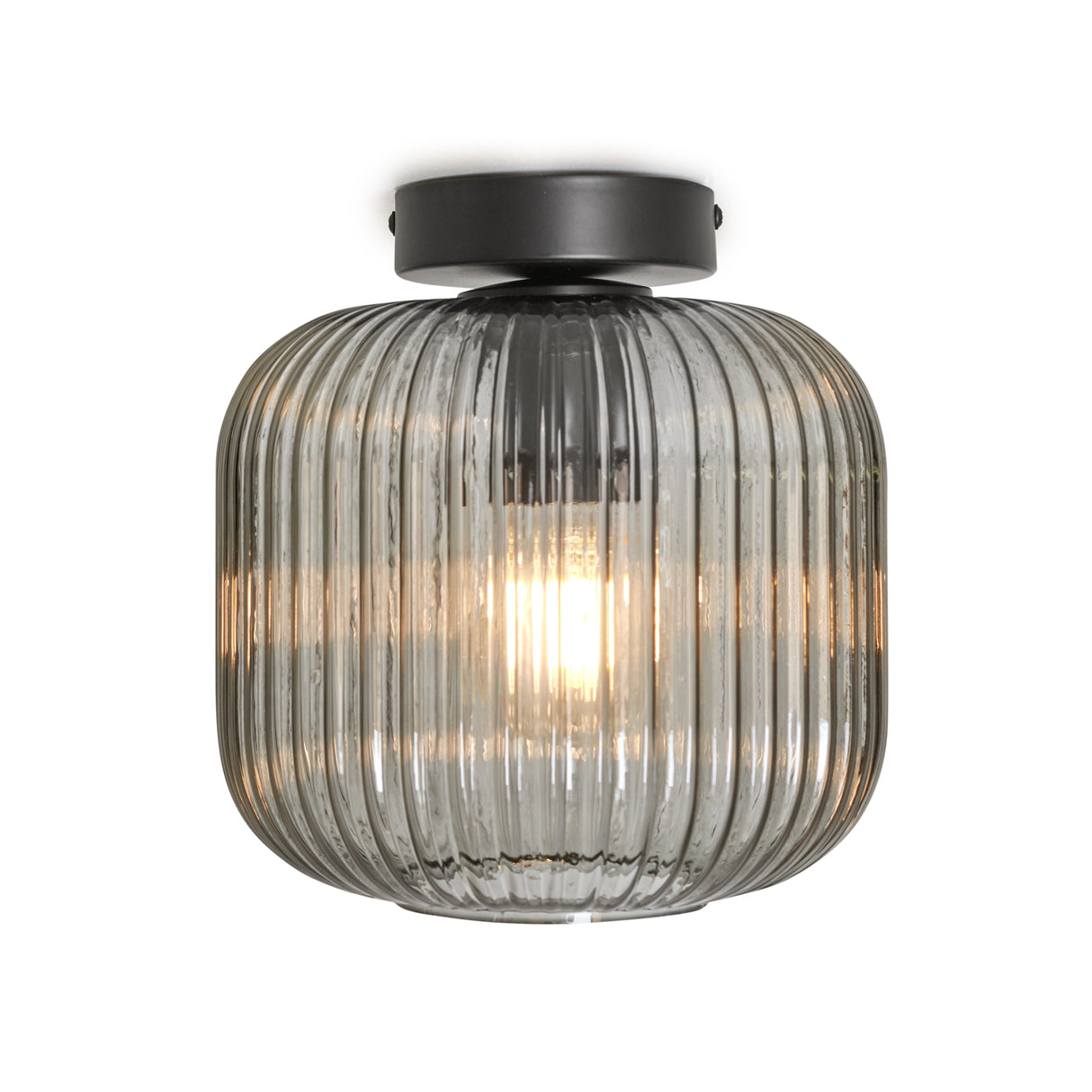 Ronde Plafondlamp amber Glas - messing