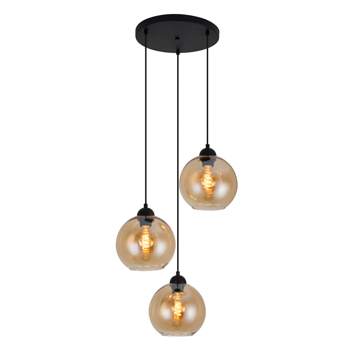 Hanglamp Amber Glas 3-lichts – Ø20 cm - Rond