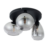 Plafondlamp Smokeglas 3-Lichts – Zwart met E27 Fittingen