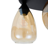 Plafondlamp Amber Glas 3-Lichts – Zwart met E27 Fittingen