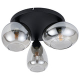 Plafondlamp Smokeglas 3-Lichts – Zwart met E27 Fittingen