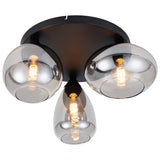 Plafondlamp Smokeglas 3-Lichts – Zwart met E27 Fittingen