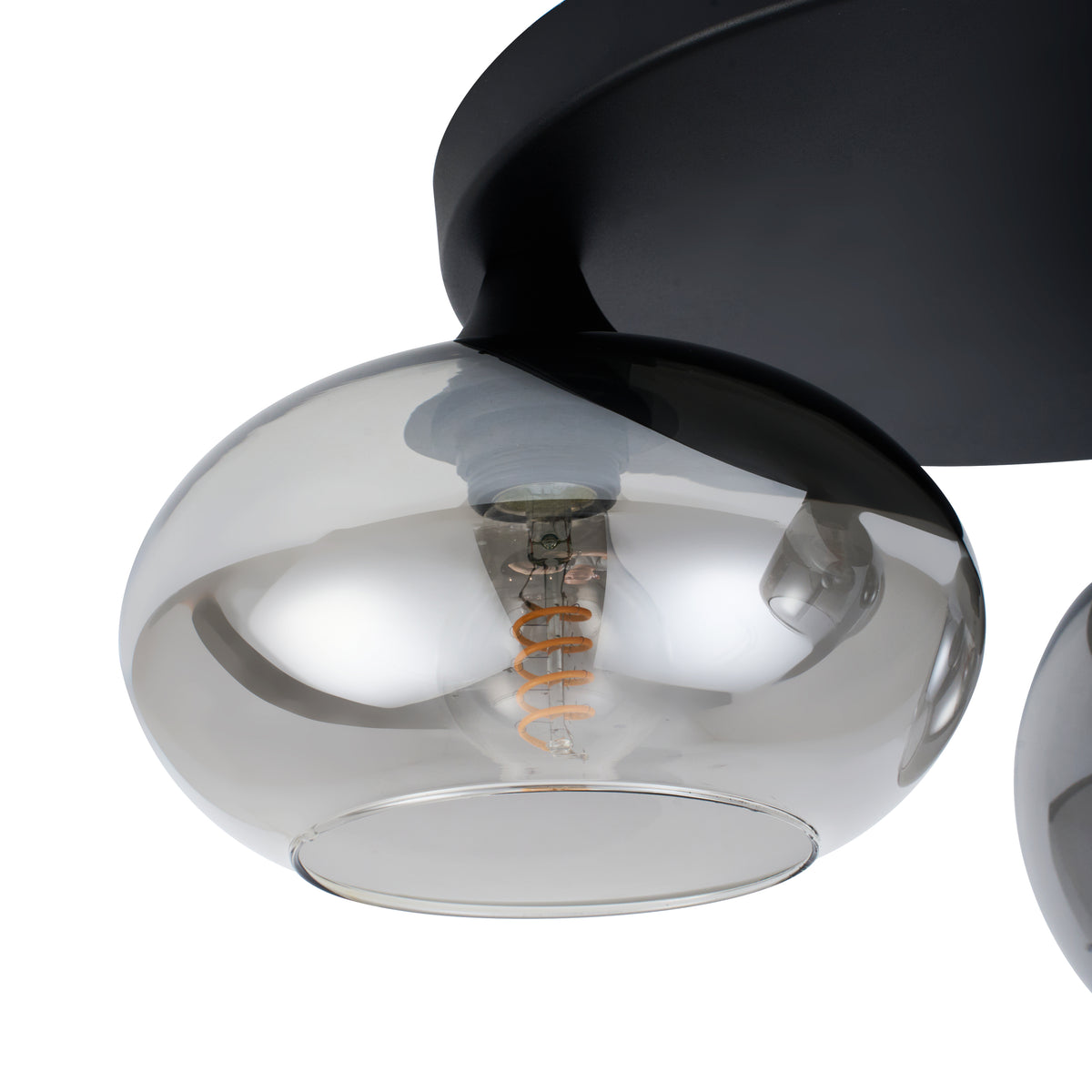 Plafondlamp Smokeglas 3-Lichts – Zwart met E27 Fittingen