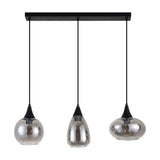 Hanglamp langwerpig Smokeglas 3-Lichts – Zwart met E27 Fittingen