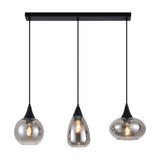 Hanglamp langwerpig Smokeglas 3-Lichts – Zwart met E27 Fittingen