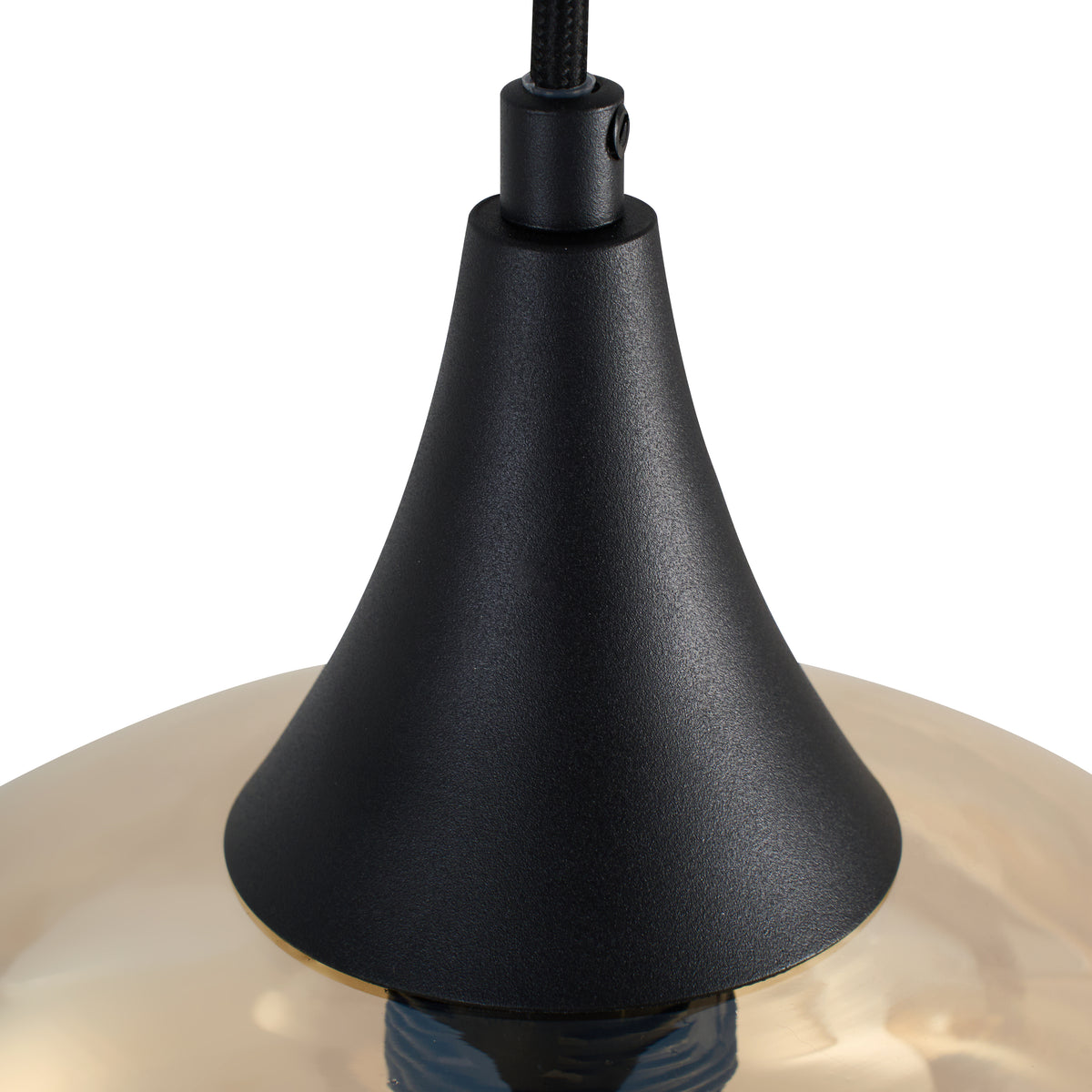Hanglamp langwerpig Amberglas 3-Lichts – Zwart met E27 Fittingen